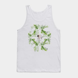 Botanical Monogram D letter with Heron bird detail. Tank Top